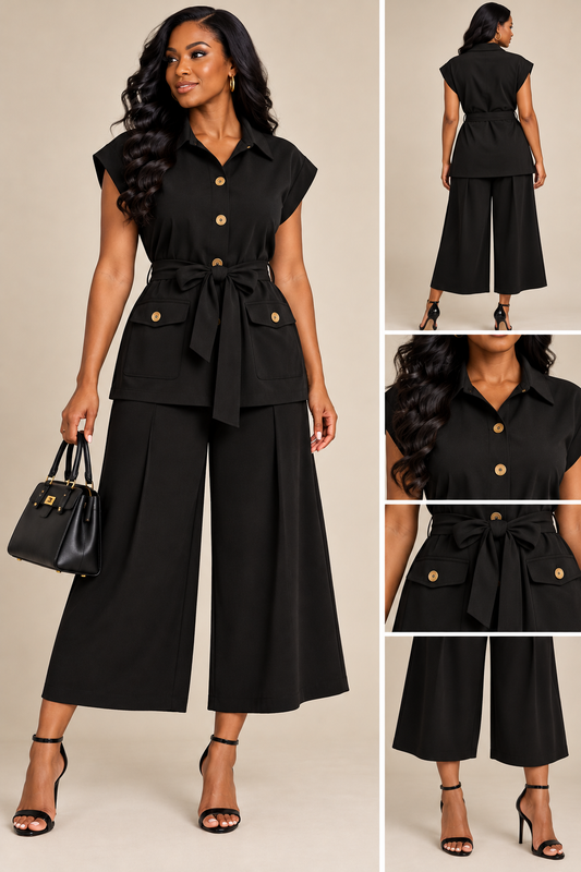 Sleeveless Tie Waist Set