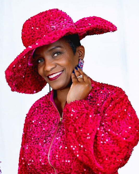 Sequined Flapper Hat Hot Pink