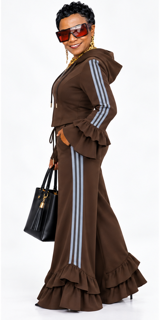 Ruffle Bell Sleeve Hoodie Set