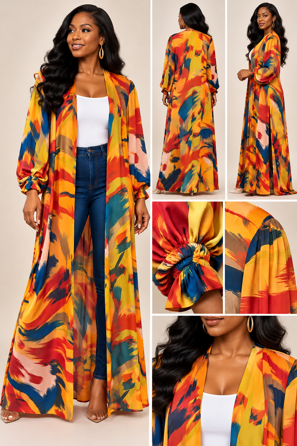Open Front Maxi Kimono
