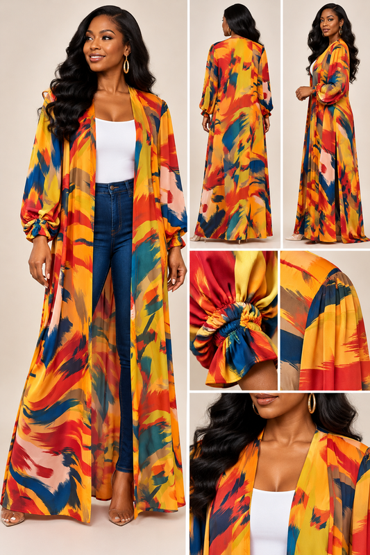 Open Front Maxi Kimono