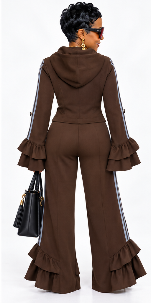 Ruffle Bell Sleeve Hoodie Set
