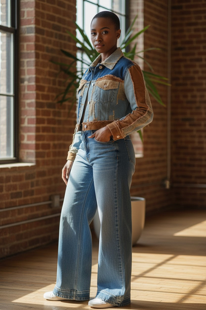 Color Block Denim Jacket